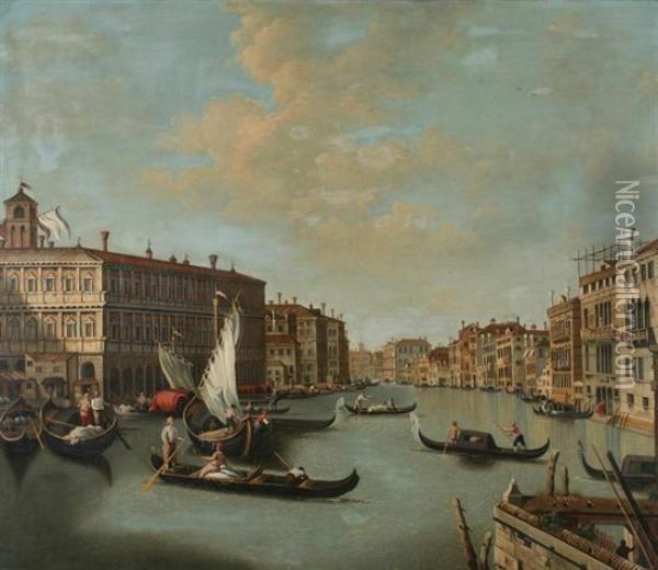 View Of The Grand Canal, Venice Oil Painting - (Giovanni Antonio Canal) Canaletto