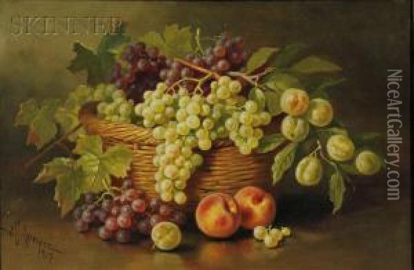 Still Life With Basket Of Fruit Oil Painting - John Clinton Spencer