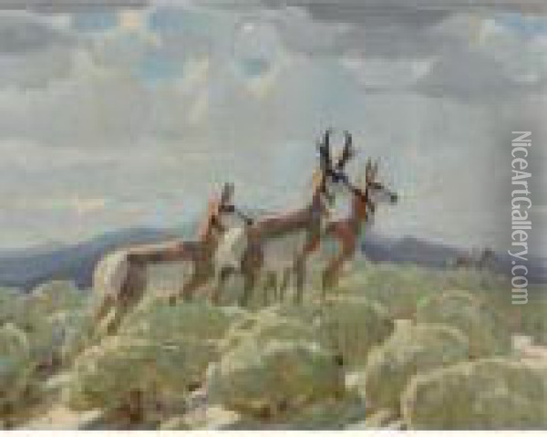 On The Old Plains Oil Painting - W. Herbert Dunton