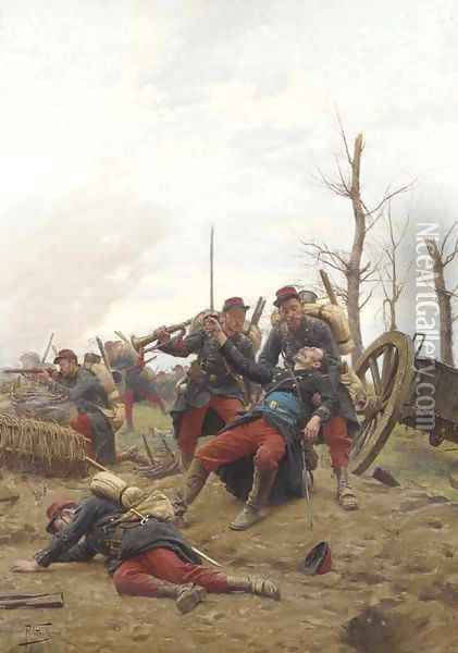 The Fallen Comrade Oil Painting - Paul Louis Narcisse Grolleron