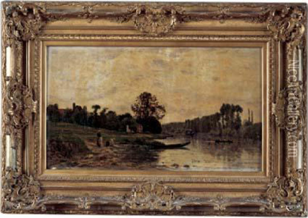 Lavandieres Au Bord De L'oise Oil Painting - Hippolyte Camille Delpy
