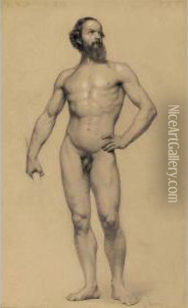 Standing Male Nude Oil Painting - Giacomo Favretto
