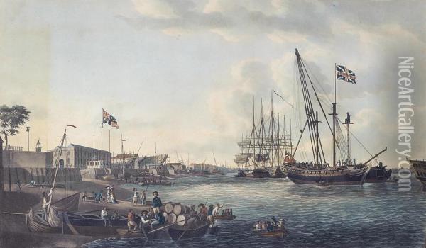 A View Of The Royal Dockyard At Deptford Oil Painting - Robert Dodd