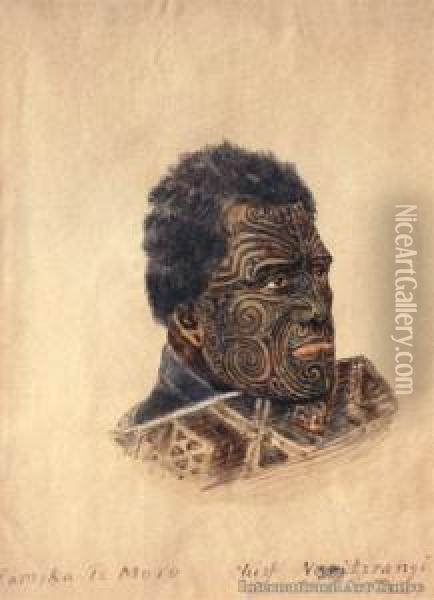 Tomika Te Mutu - Chief Ofngaiterangi Tribe Oil Painting - Horatio Gordon Robley