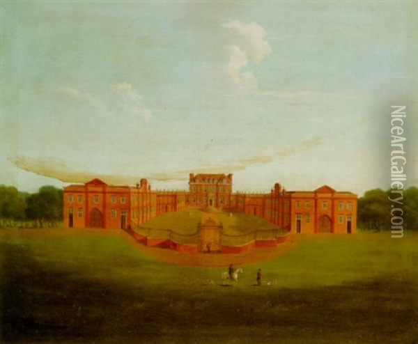 Prospect Of Livermere Hall, Suffolk Oil Painting - Thomas Bardwell