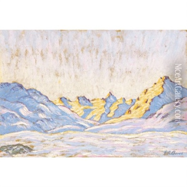 Winterlandschft (berninapass) (winter Landscape (pass Of Bernina)) Oil Painting - Peter Robert Berry