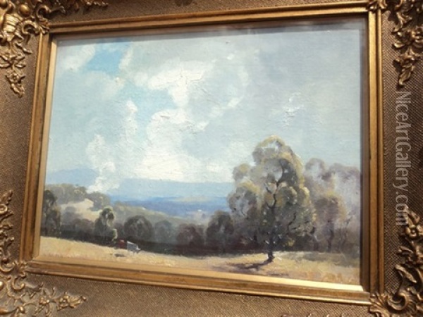 Smoke In The Hills Oil Painting - Albert Ernest Newbury