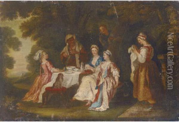 Reading The Tea Leaves Oil Painting - William Hogarth