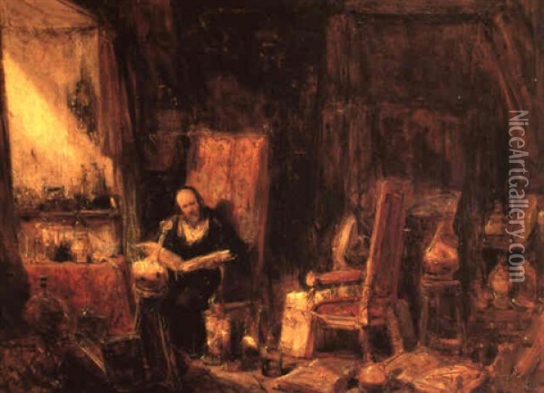 L'alchimiste Oil Painting - Louis-Gabriel-Eugene Isabey
