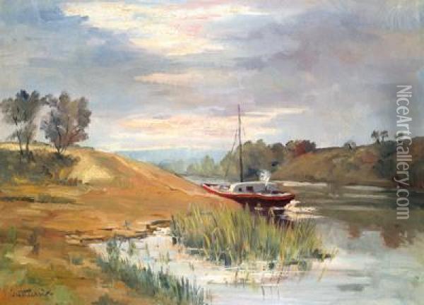 Lastkahn An Der Seine Oil Painting - Antonin Chittussi