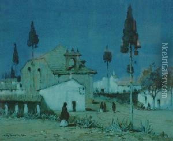 Moonlight Near Utrera, Spain Oil Painting - Albert Moulton Foweraker