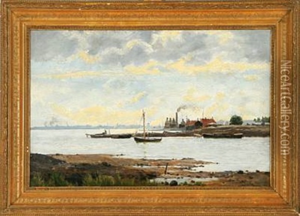 Coastal Scene From Copenhagen Oil Painting - August Fischer
