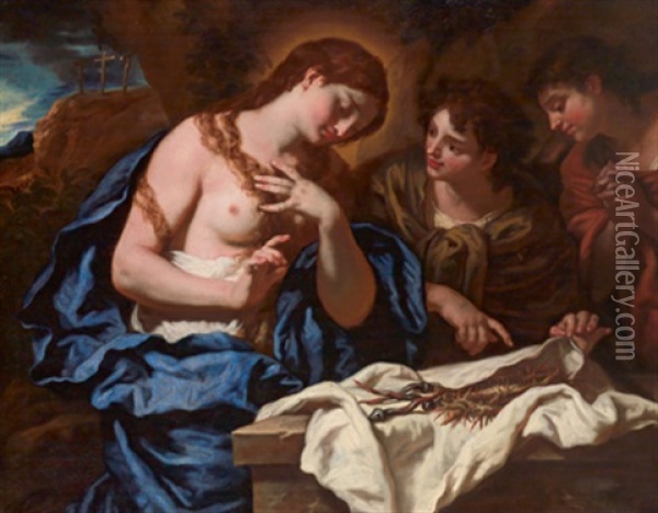 Die Frommen Frauen Am Grabe - Le Donne Pie Al Sepolcro Di Cristo Oil Painting - Johann Carl Loth