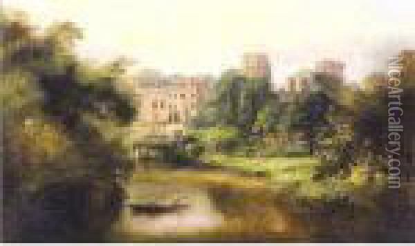 View Of Warwick Castle Oil Painting - John Syer