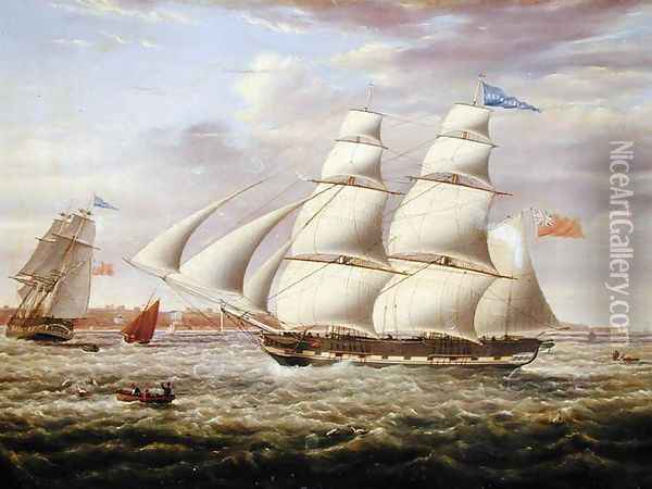 The Barque Andromeda in Two Positions, 1831 Oil Painting - Samuel Walters