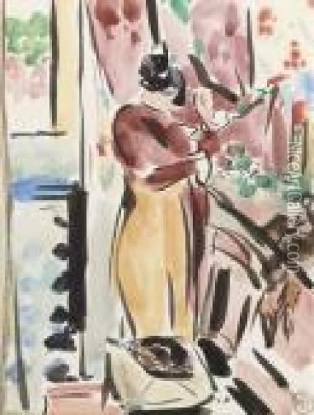 Woman In An Interior Oil Painting - Rik Wouters