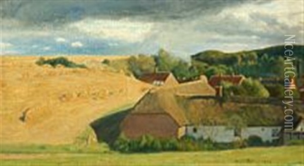 Farmland Scene Oil Painting - Niels Bjerre