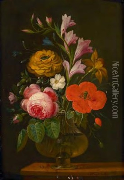 Blumenstillleben Oil Painting - Johann Nepomuk Mayrhofer
