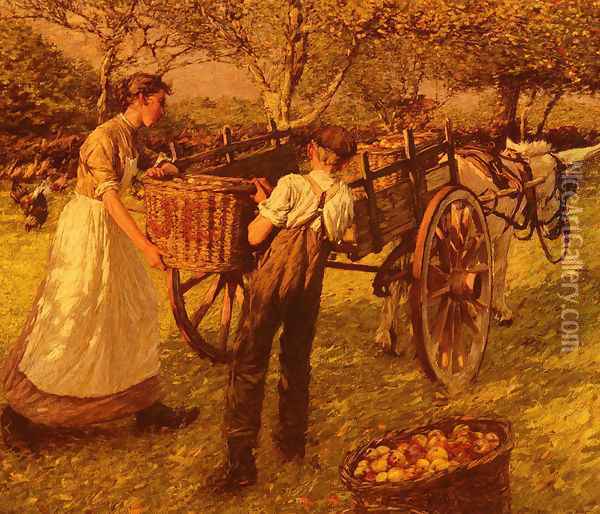A Sussex Orchard Oil Painting - Henry Herbert La Thangue