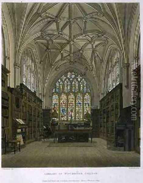 Library of Winchester College Oil Painting - Frederick Mackenzie