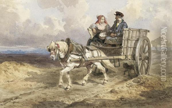 Fuhrwagen Mit Bauernpaar Oil Painting - Theodore Fort