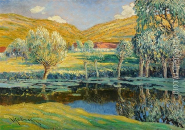 Flusslandschaft Oil Painting - Vaclav Radimsky