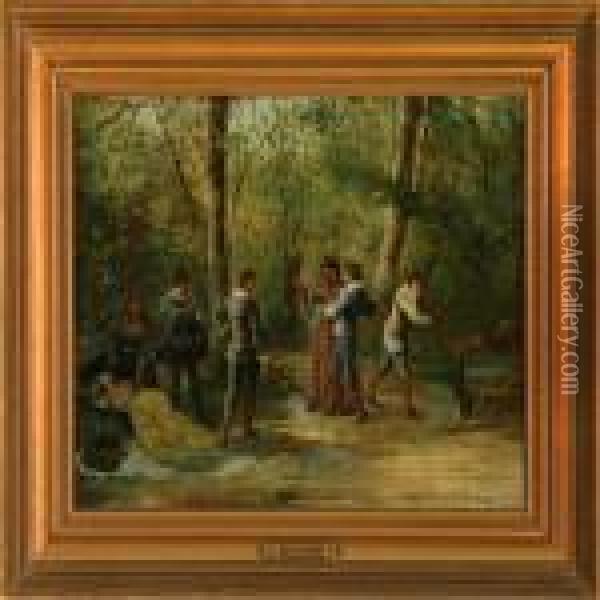 Picknick Guest Inmerry Company Oil Painting - Ferdinand Victor Leon Roybet