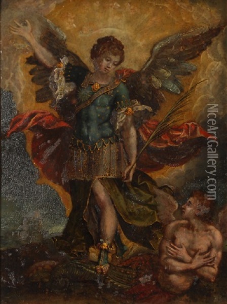 Saint Michel Terrassant Le Demon Oil Painting - Hans Rottenhammer the Elder