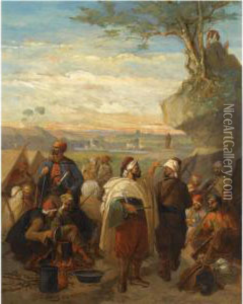 The Encampment Oil Painting - Julius Josephus Gaspard Starck
