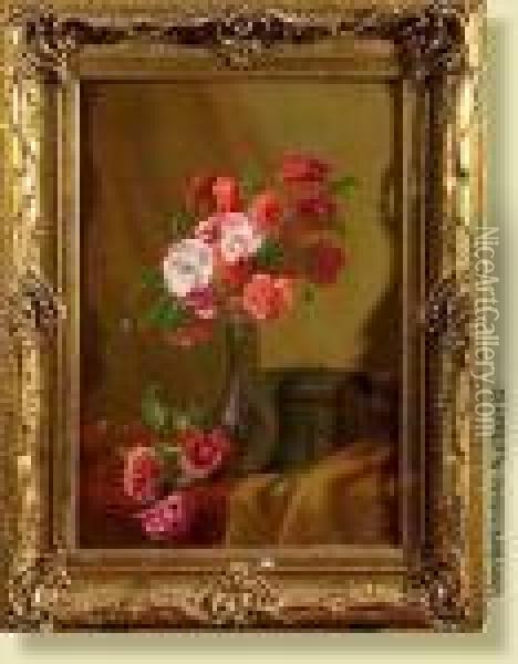 Vase De Fleurs Oil Painting - Edward Van Rijswijck