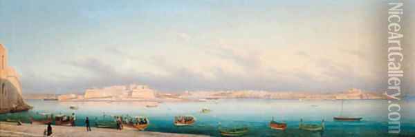 Sliema and Manoel Island from Marsamuscetto Oil Painting - Gian Gianni
