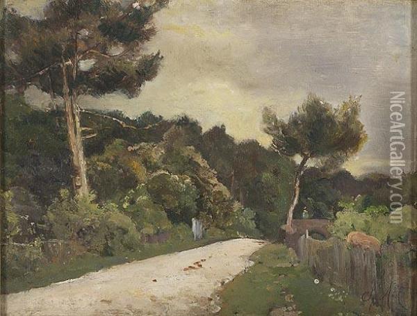 Landscape With Road. Oil Painting - George Charles Aid