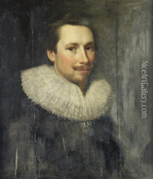 Portrait Of A Bearded Man In A Black Doublet And White Ruff Oil Painting - Michiel Janszoon van Mierevelt