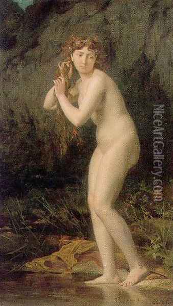 A Bathing Nude Oil Painting - Jules Joseph Lefebvre