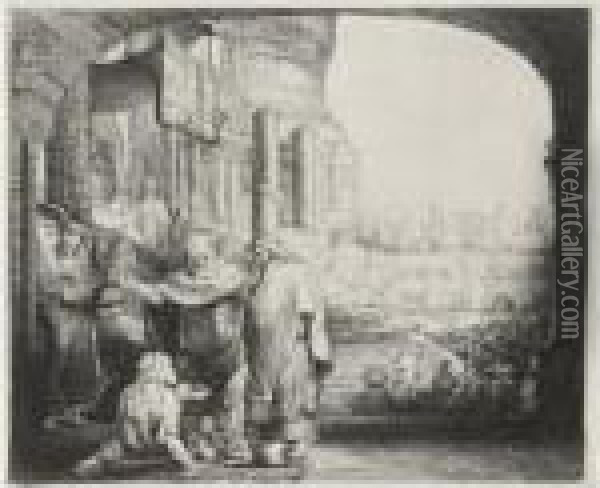 Peter And John Healing The Cripple At The Gates Of The Temple Oil Painting - Rembrandt Van Rijn