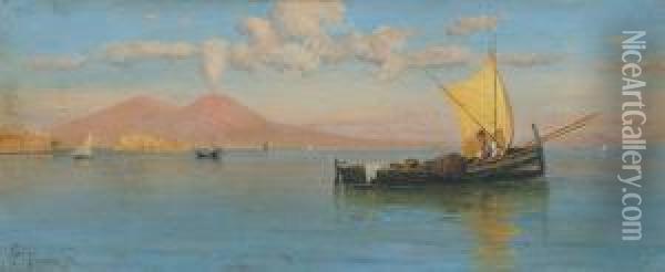 Golfo Di Napoli Con Barche E Pescatori Oil Painting - Francesco Saverio Torcia