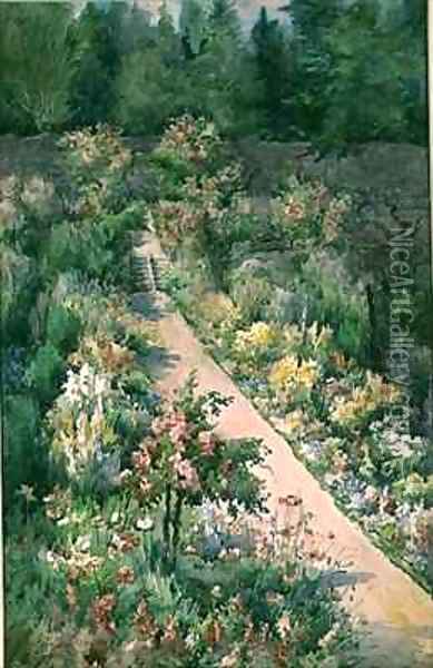 The Flower Walk Oil Painting - Hilda Devenish
