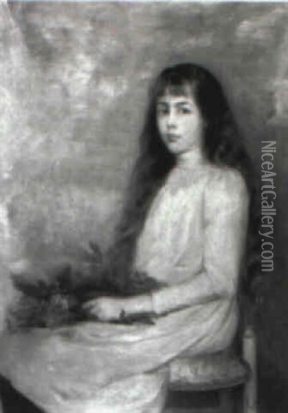 Portrat Eines Madchens Mit Blumenstraus Oil Painting - Kitty (Tollin-Fornier) Fornier