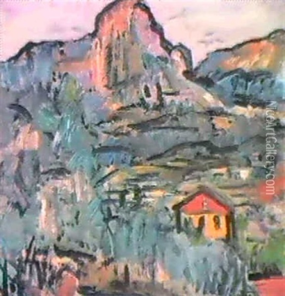 Hillside Village Oil Painting - George Leslie Hunter