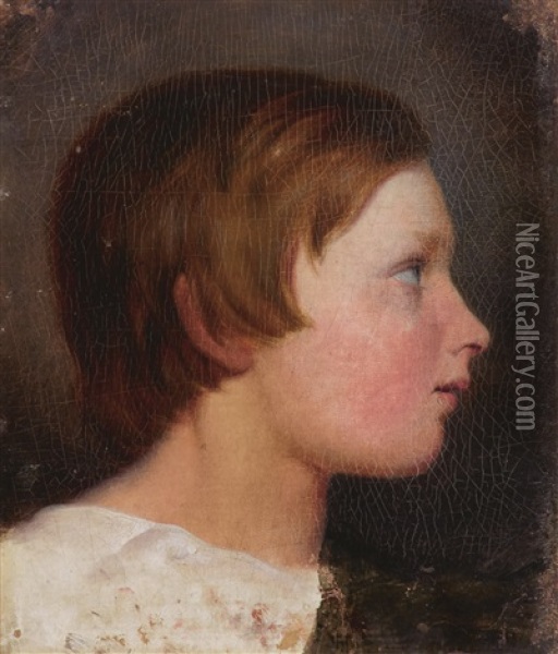 Portrait Of A Young Boy, Maybe His Son Friedrich Amerling Oil Painting - Friedrich von Amerling