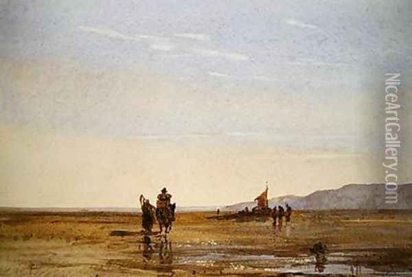 Beach Scene Oil Painting - Thomas Lound