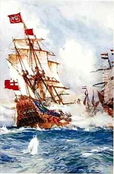 When Blake Swept the Seas Oil Painting - Charles Edward Dixon