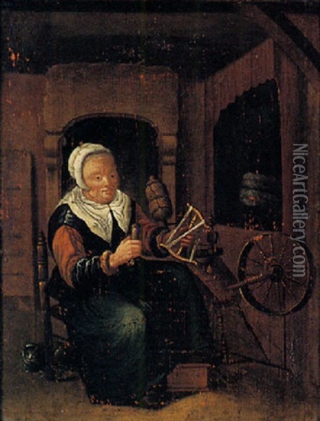 Old Lady Oil Painting - Jan Josef Horemans the Elder
