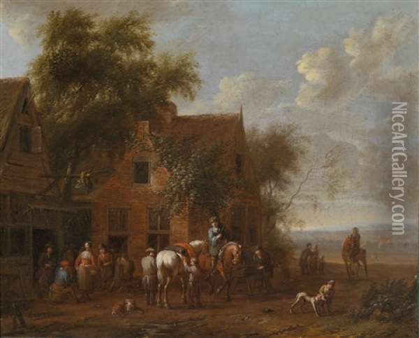 Reiter Vor Dem Wirtshaus Oil Painting - Cornelisz van Essen