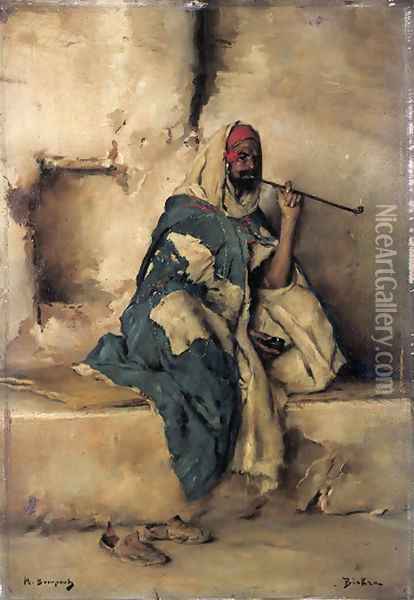 Algerian smoker Oil Painting - Maurice Bompard
