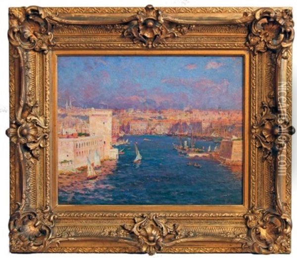 L'entree Du Port De Marseille Oil Painting - Jean Baptiste Olive