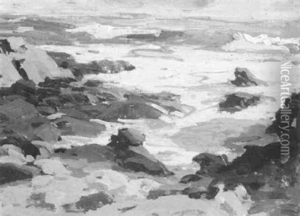 Muscle Rocks, Laguna Beach Oil Painting - George Kennedy Brandriff