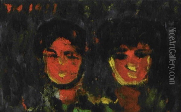 People Of Two Oil Painting - Toshiyuki Hasegawa