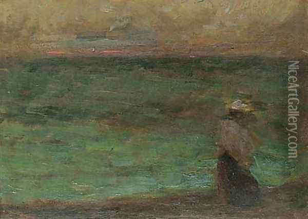 Au bord de la mer Oil Painting - Henri Eugene Augustin Le Sidaner