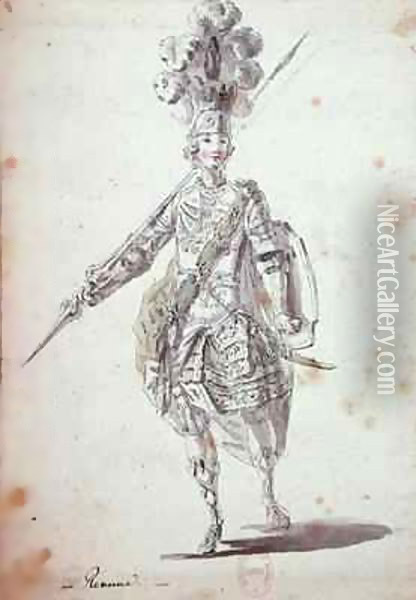 Costume for Rinaldo in the opera 'Rinaldo and Armida' performed in 1761 Oil Painting - Nicolas Boquet